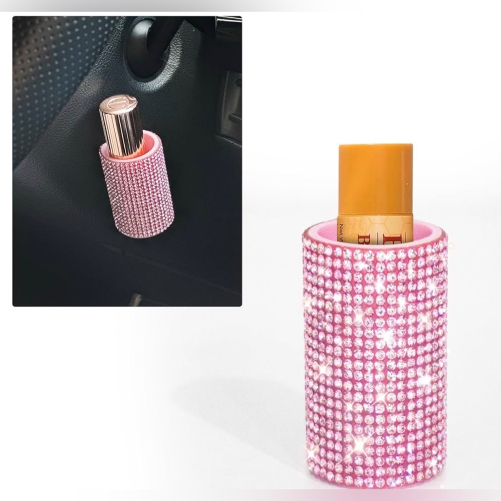 NWT Sparkly Diamond Lip Balm Holder for Car ,Strong Adhesive Tape, MULTI COLORS